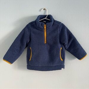 Baby Gap Navy Blue Fleece Sherpa Teddy Pullover with Yellow Accents